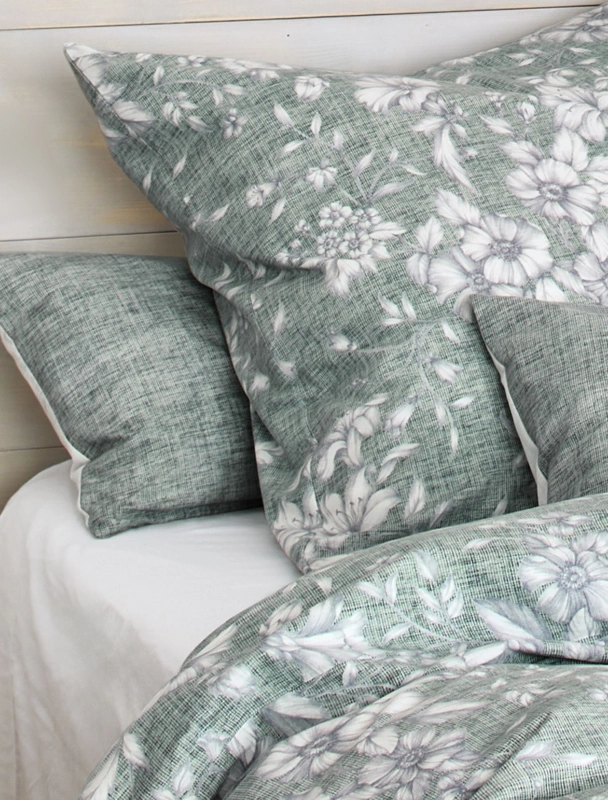 Irisette Flausch-Cotton Bettwäsche Blütenrausch Salbei 135 x 200 cm 