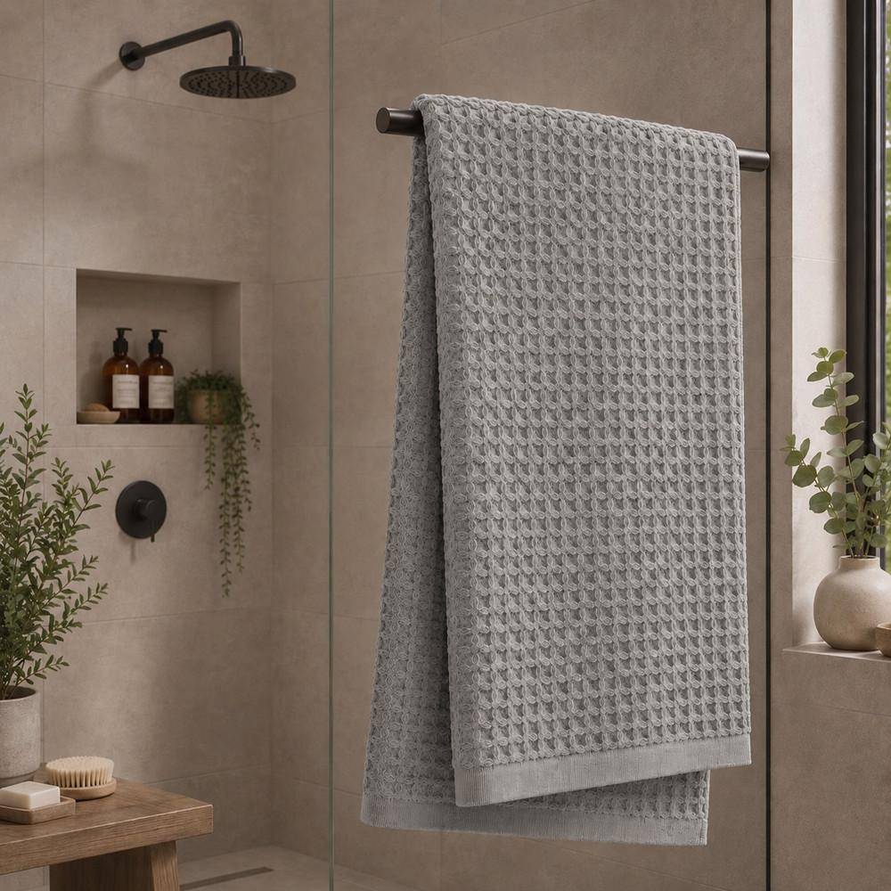 Marc O’Polo MOVA Duschtuch Grey – Hellgraues Waffelhandtuch mit modernem Spa-Charakter