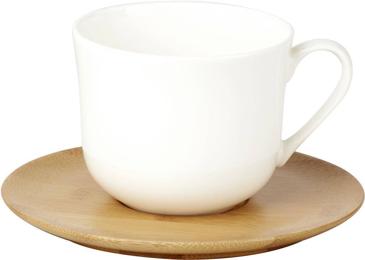 ihr Bone China Milchkaffeetasse mit Bambusteller 