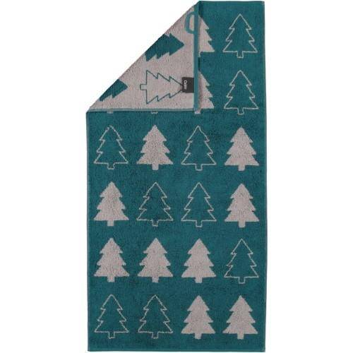 Cawö Handtuchserie Christmas Edition 958 Tannenbäume Smaragd Handtuch 50 x 100 cm