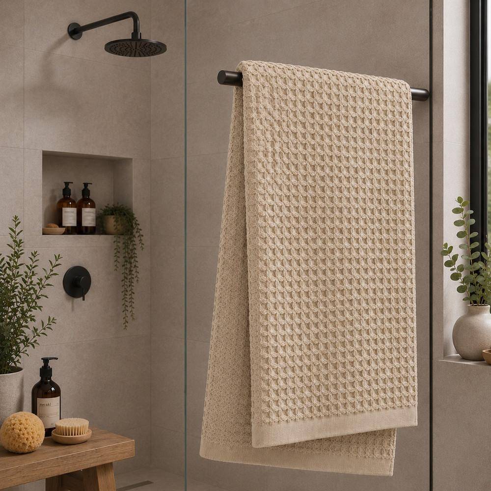 Marc O’Polo MOVA Duschtuch Dark Sand – Strukturhandtuch im natürlichen Spa-Look