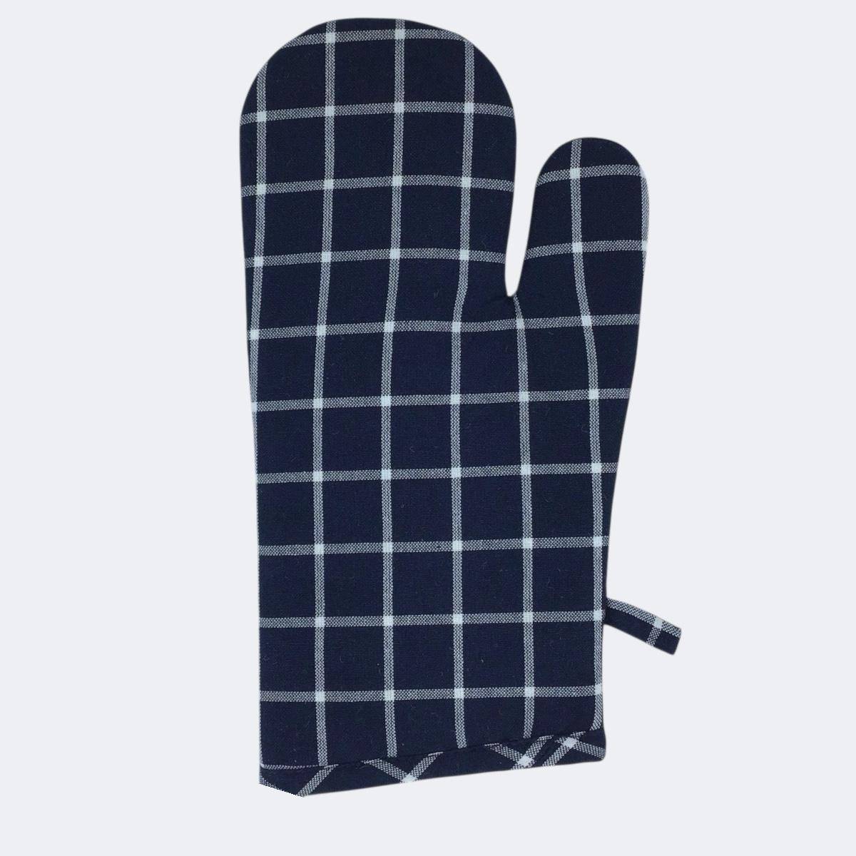 Classic Textiles of Sweden- Recycelter Ofenhandschuh Kamp in Navy Kariert