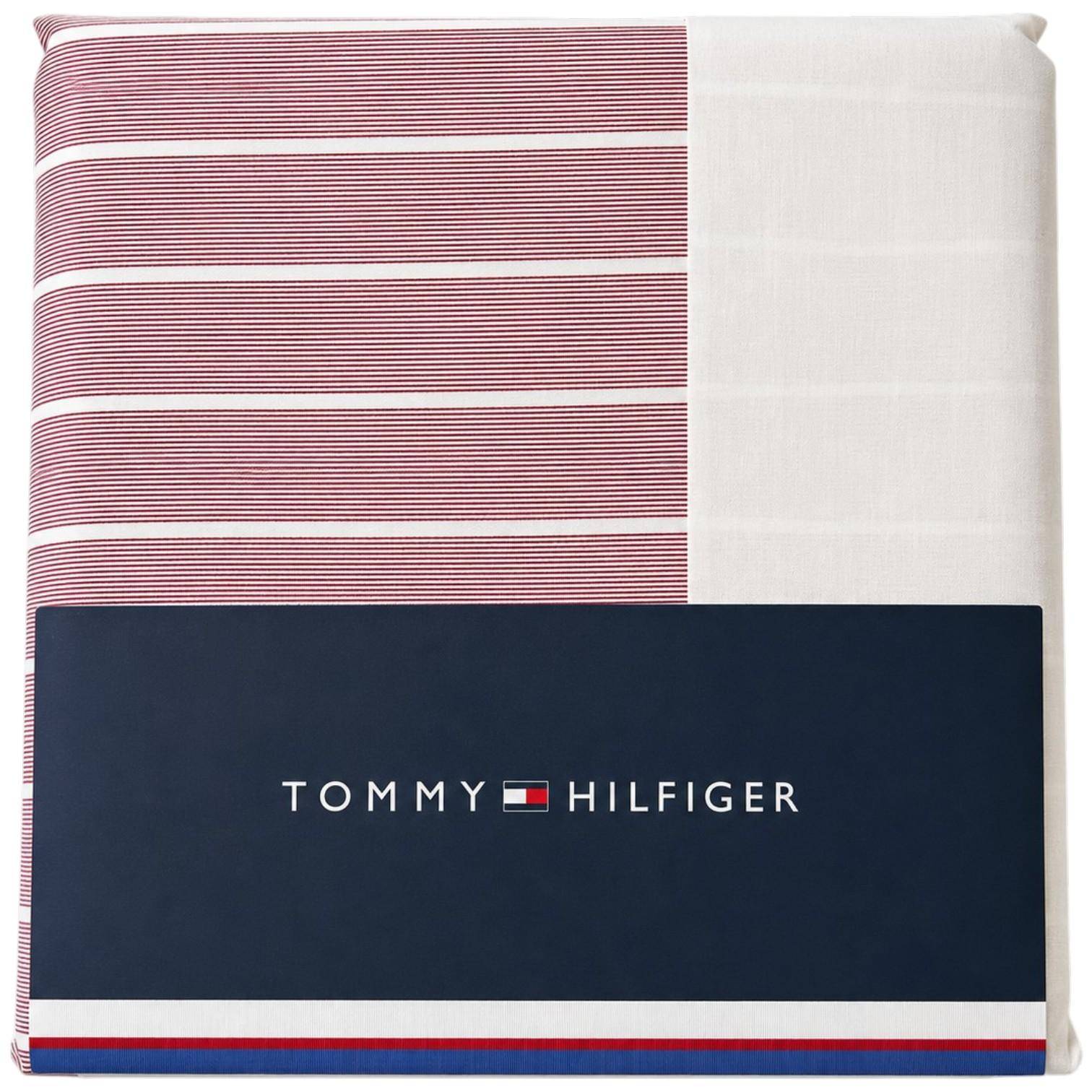 Tommy Hilfiger Bettwäsche Satin gestreift Bordeaux 155 x 220 cm