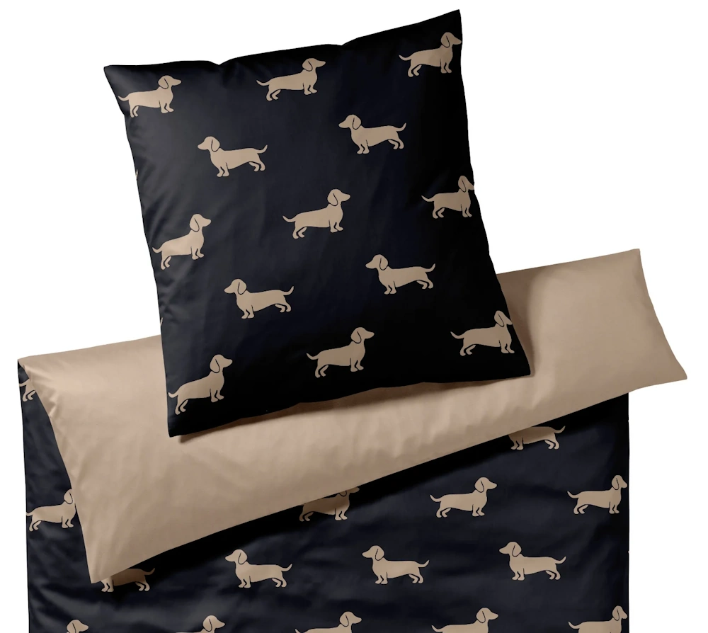 Elegante Comfort Satin Bettwäsche Dogs 135 x 200 cm