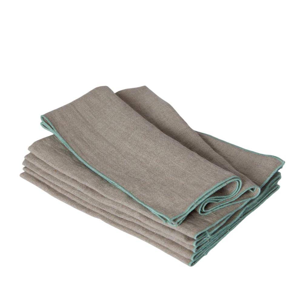 Vaitkute Leinen Serviette "Vilnia" Natur - Mint umkettelt 47 x 47 cm