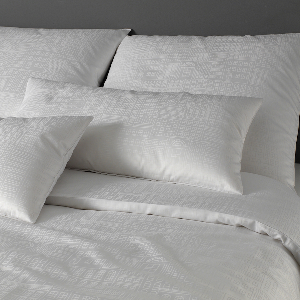 Elegante Mako Satin Bettwäsche City Weiß 155 x 220 cm