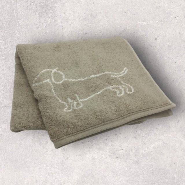 Cawö Frottiertuchserie We love Dogs Dackelsilhouette Natur Gästetuch 30 x 50 cm