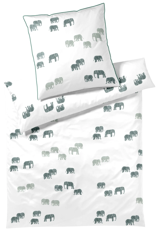 Elegante Bambus Baumwollsatin Bettwäsche Elephant Walk Salbei-Grün 155 x 220 cm