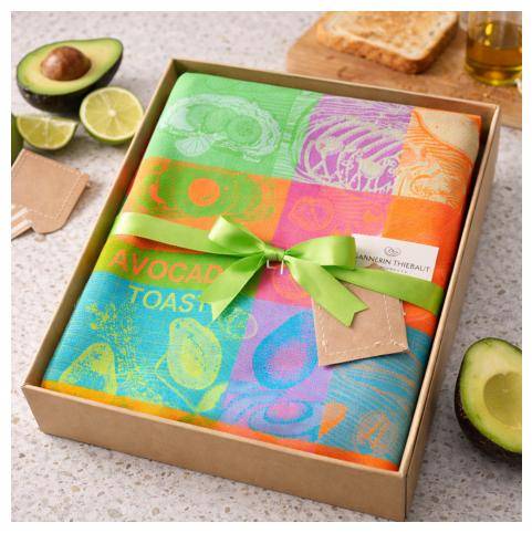 Garnier Thiebaut Geschirrtuch Avocado Toast Neon als Geschenk mit Avocado und Limette