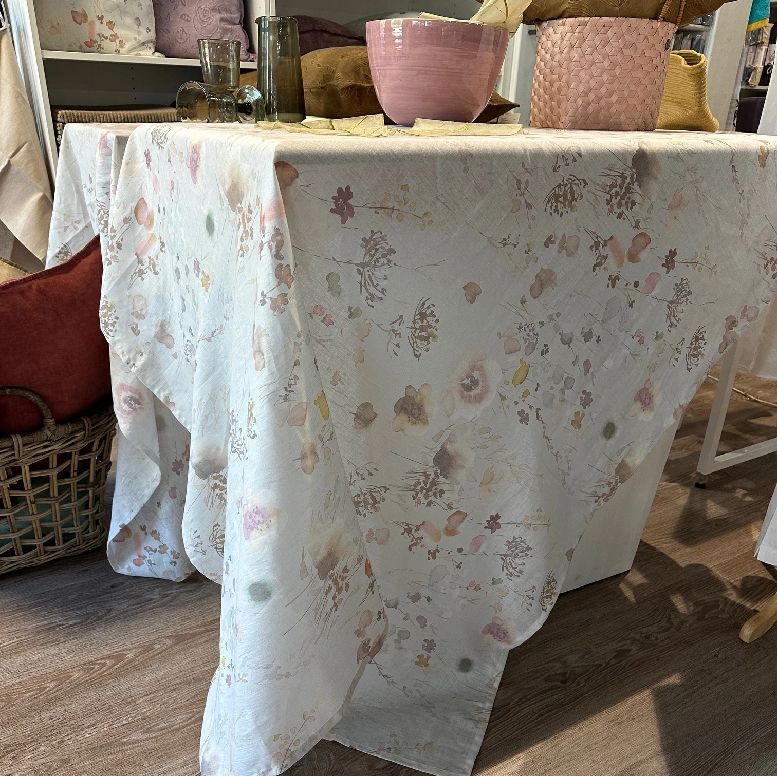 Pichler Leinen Tischdecke Ophelia in Kiesel 140 x 225 cm