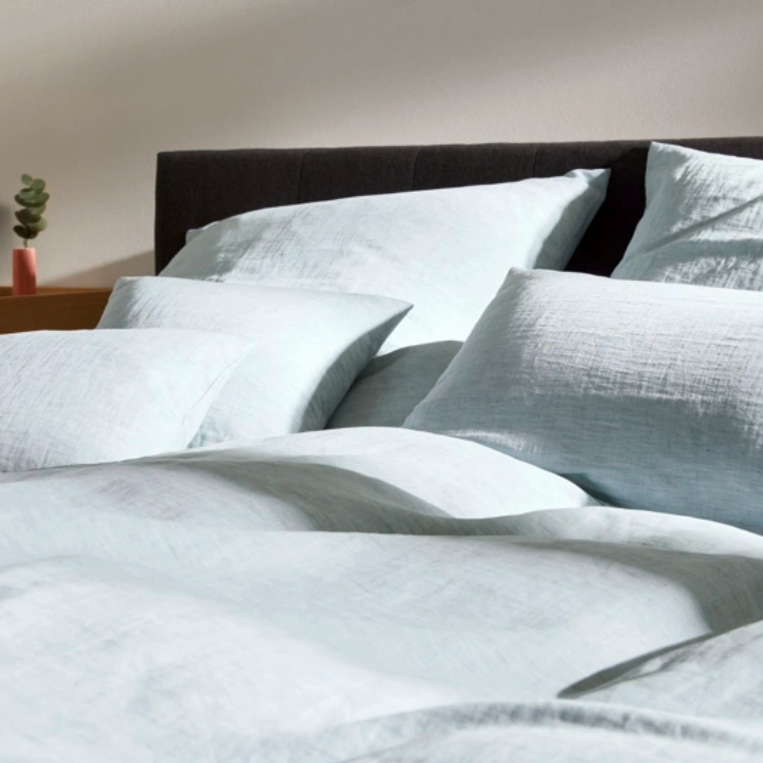 Elegante Halbleinen Bettwäsche Breezee Blassgrün 155 x 220 cm