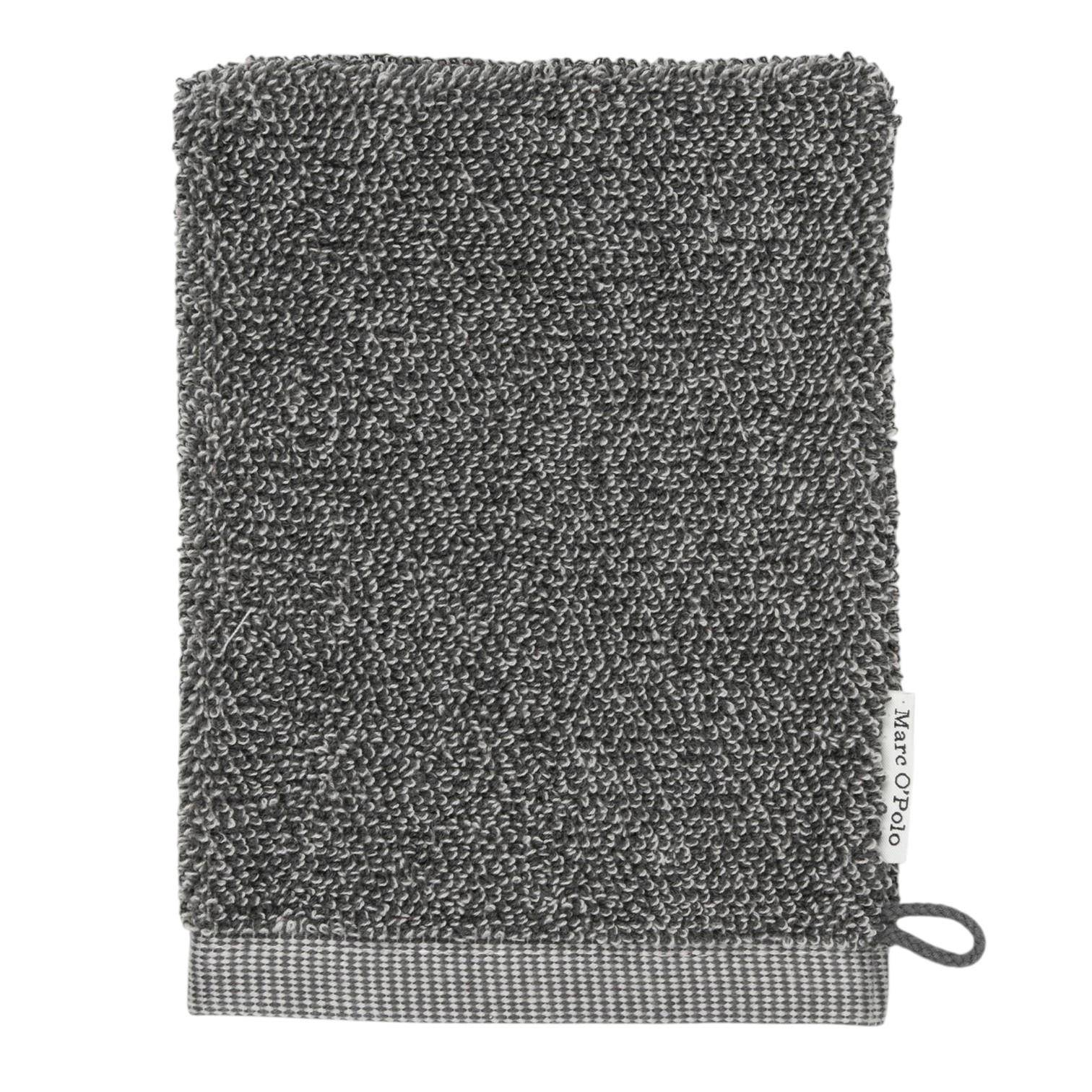 MARC O'POLO Timeless Melange Waschhandschuh in Anthrazit, 16 x 22 cm, weiche Baumwollstruktur