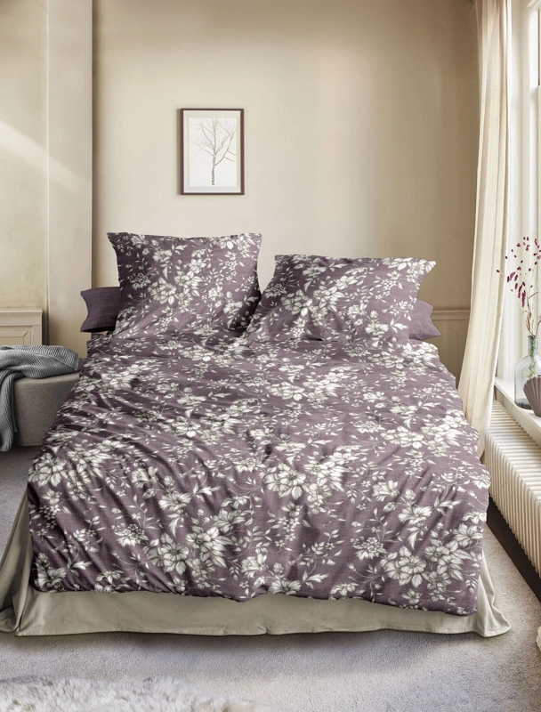 Irisette Flausch-Cotton Bettwäsche Blütenrausch Mauve 155 x 220 cm 