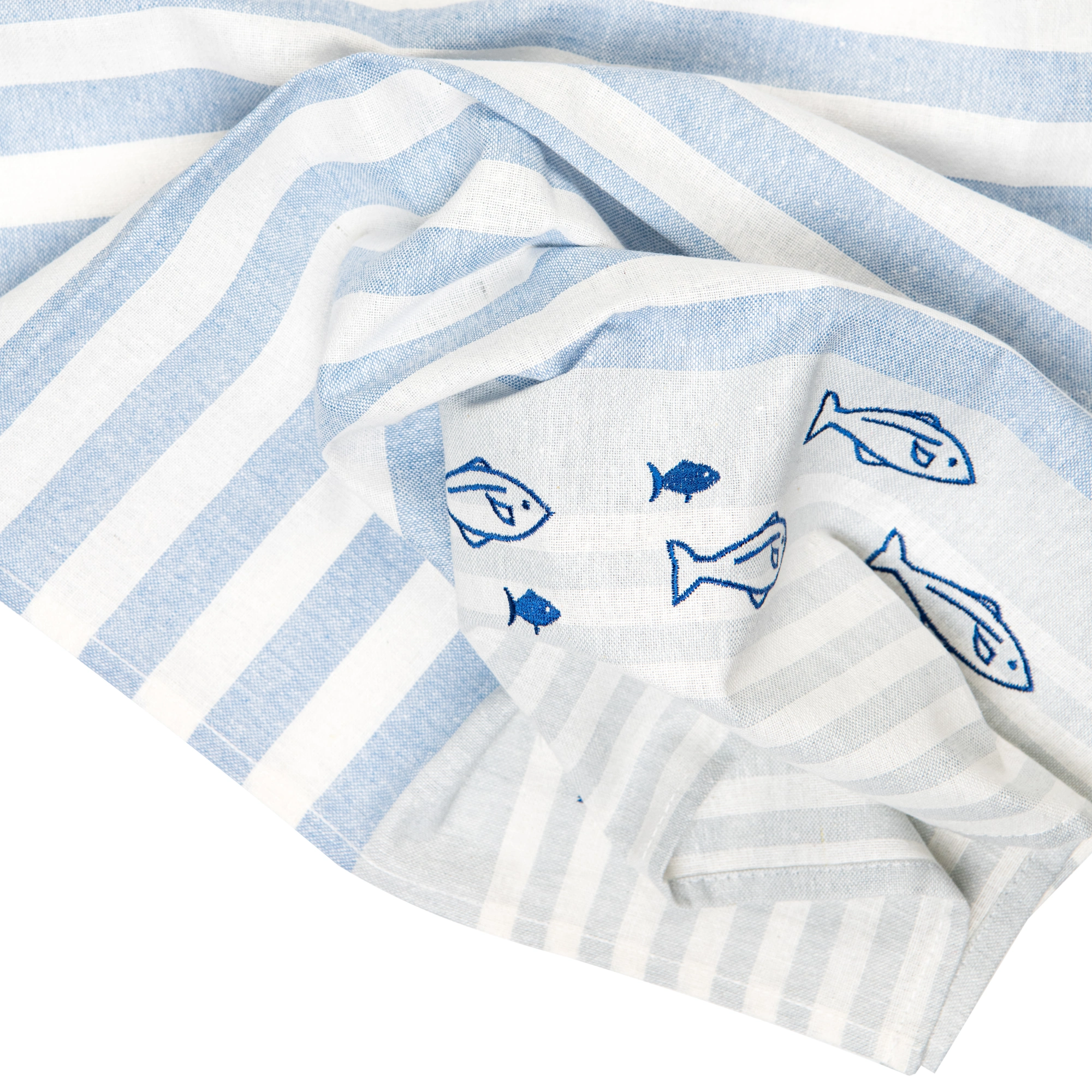 Mare Geschirrtuch Fischschwarm - bestickt 