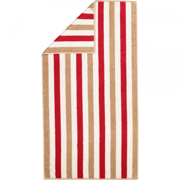 Cawö Frottiertuchserie Coast Stripes 6213 Rot-Natur Duschtuch 70 x 140 cm