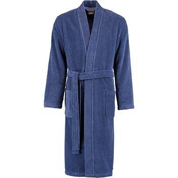 Cawö Bademantel Herren Kimono Luxury Basics 823 Col. 11 in Blau Größe 60
