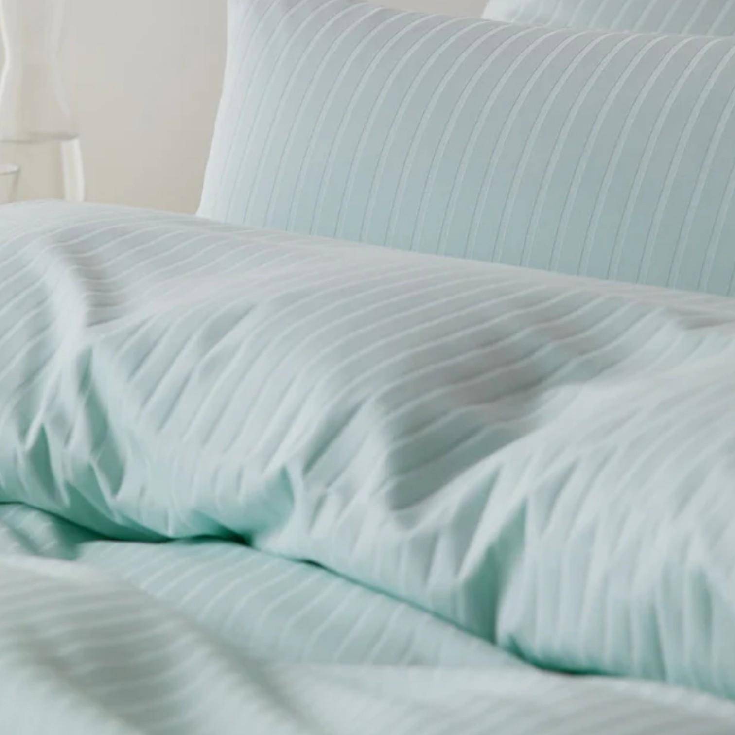 Elegante Jersey Bettwäsche Solid Stripe Mint 135 x 200 cm
