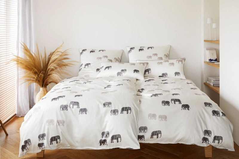 Elegante Bambus Baumwollsatin Bettwäsche Elephant Walk Natur 135 x 200 cm