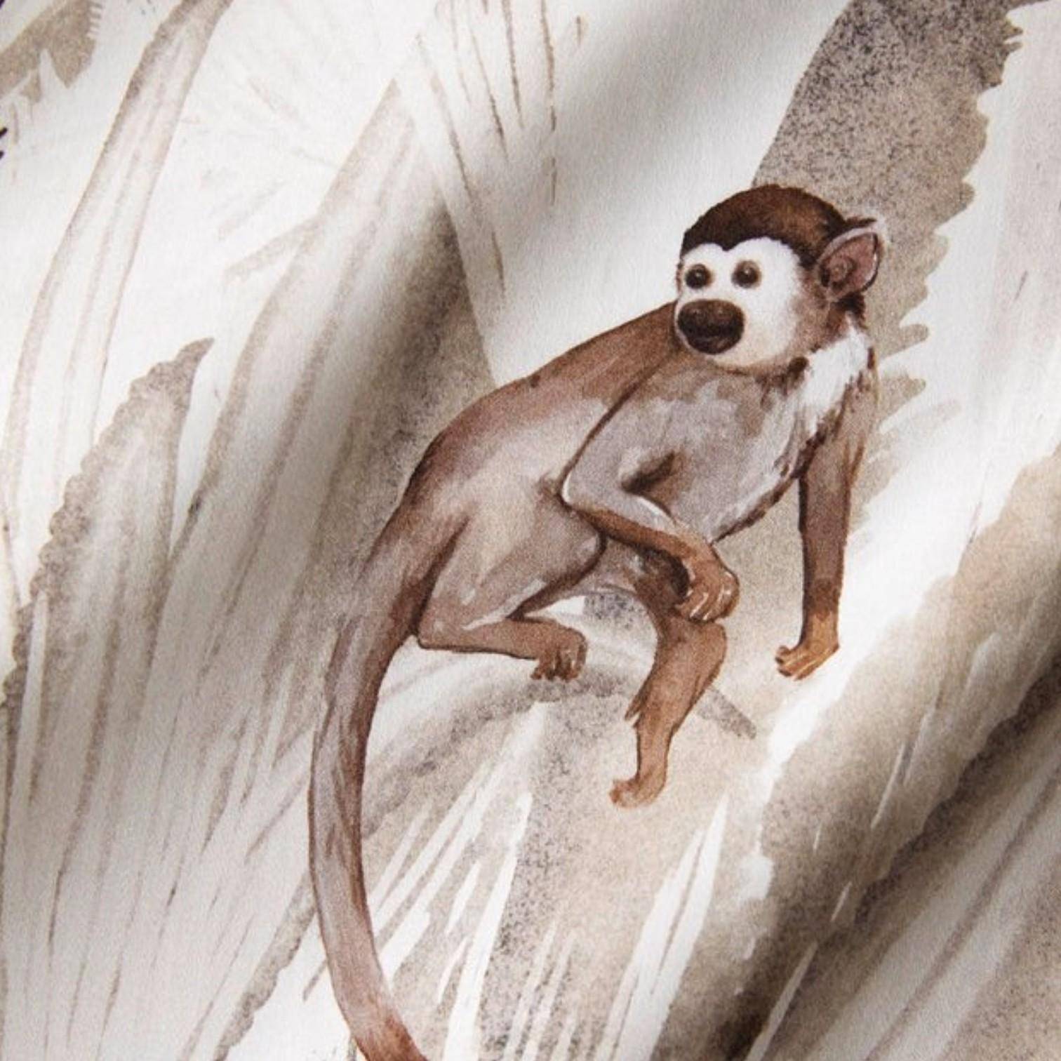 Elegante Bettwäsche Monkey Detailaufnahme kleines Äffchen im Blätterdickicht Bambus Satin