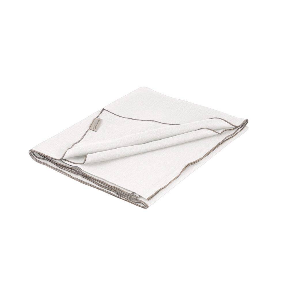 Vaitkute Leinen Tischdecke "Vilnia" Weiss - Natur umkettelt 145 x 250 cm