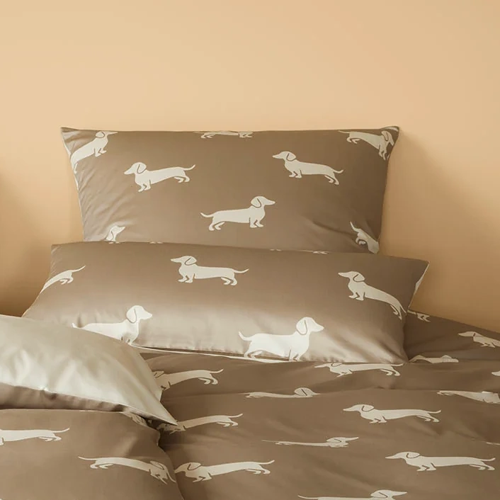 Elegante Comfort Satin Kissenhülle zur Bettwäsche Dogs 40 x 80 cm