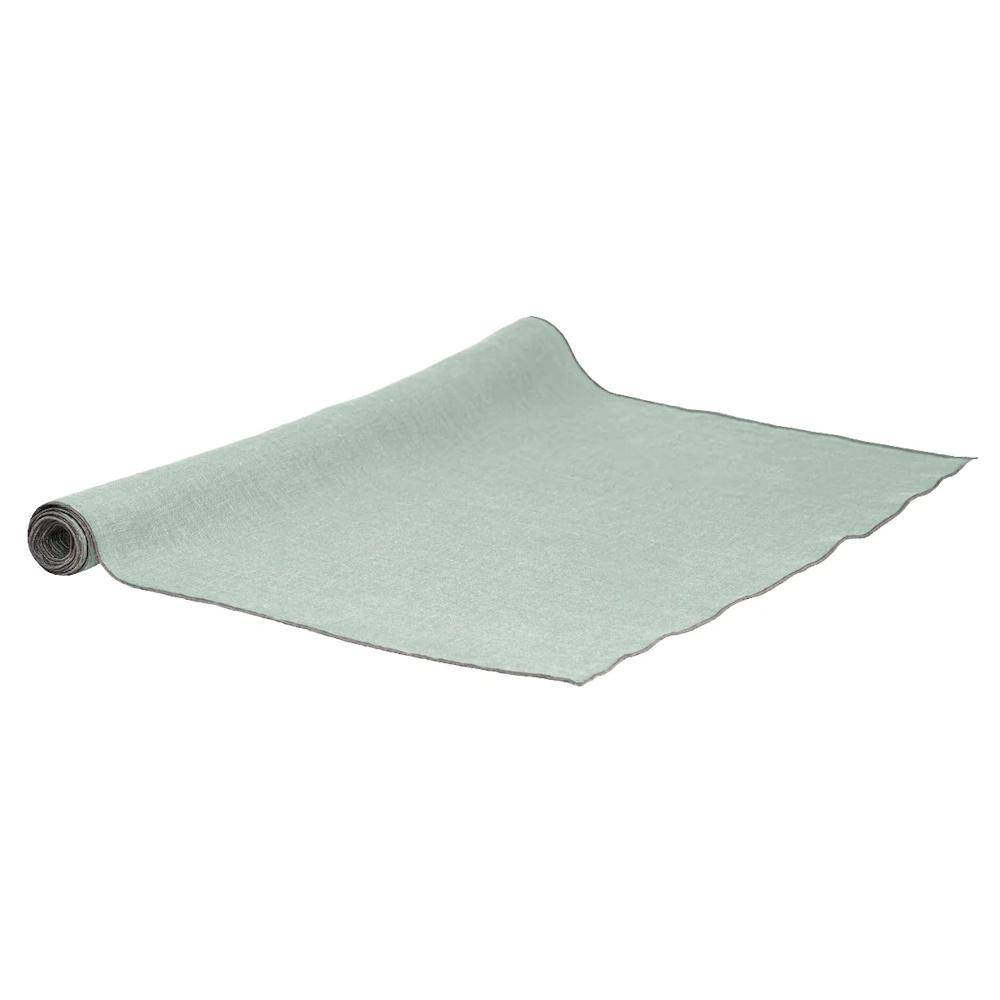 Vaitkute Leinen Tischläufer "Vilnia" Mint - Natur umkettelt 47 x 147 cm