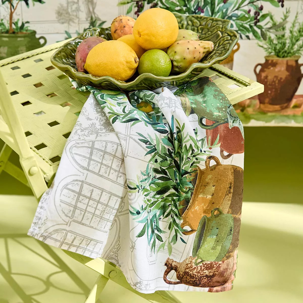 Garnier Thiebaut Serviette Jardin Provençal Olive  45 x 45 cm