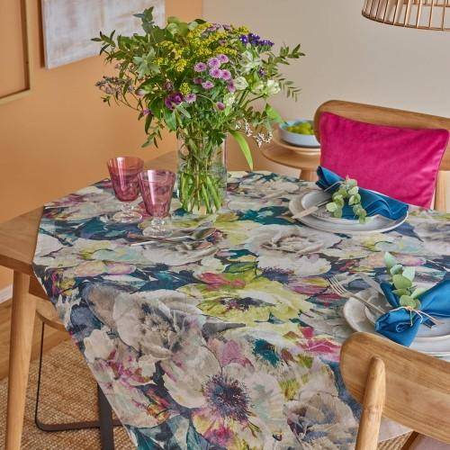 ein floraler Hingucker Tischläufer Sander ♥ 140 Dana Petrol cm 50 x