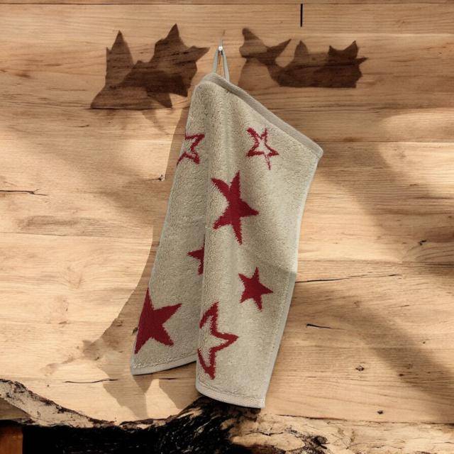Cawö Frottiertuchserie Christmas Edition 792 Sterne Rot - Seiftuch 30 x 30 cm (3er Set)