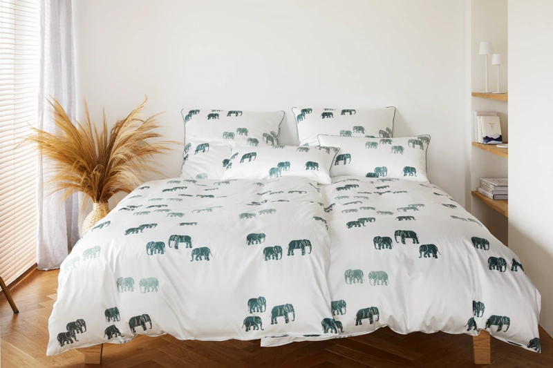 Elegante Bambus Baumwollsatin Bettwäsche Elephant Walk Salbei-Grün 135 x 200 cm