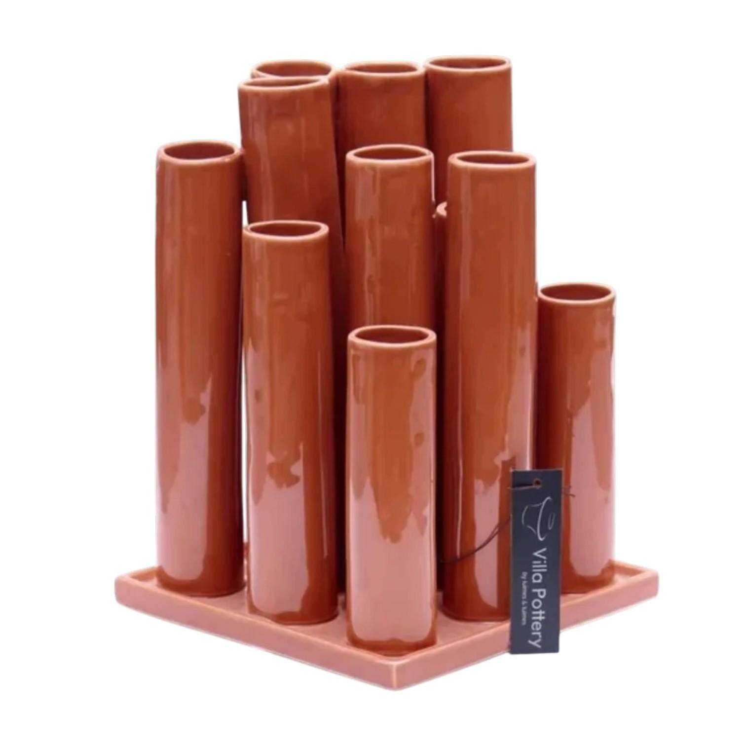 Luimes Vase in Terracotta mit glatter Oberfläche, organischem Design, ca. 25 cm  