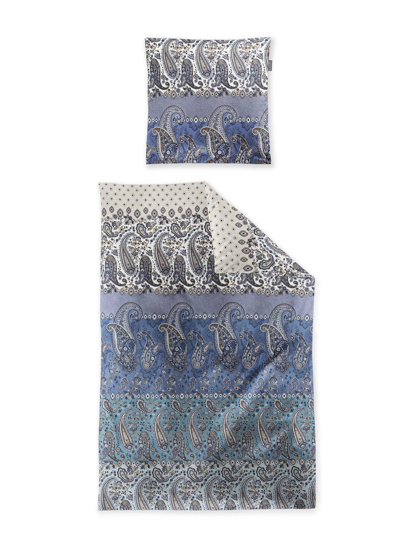 Irisette Feinbiber Bettwäsche Gwendolyn in Blau 135 x 200 cm