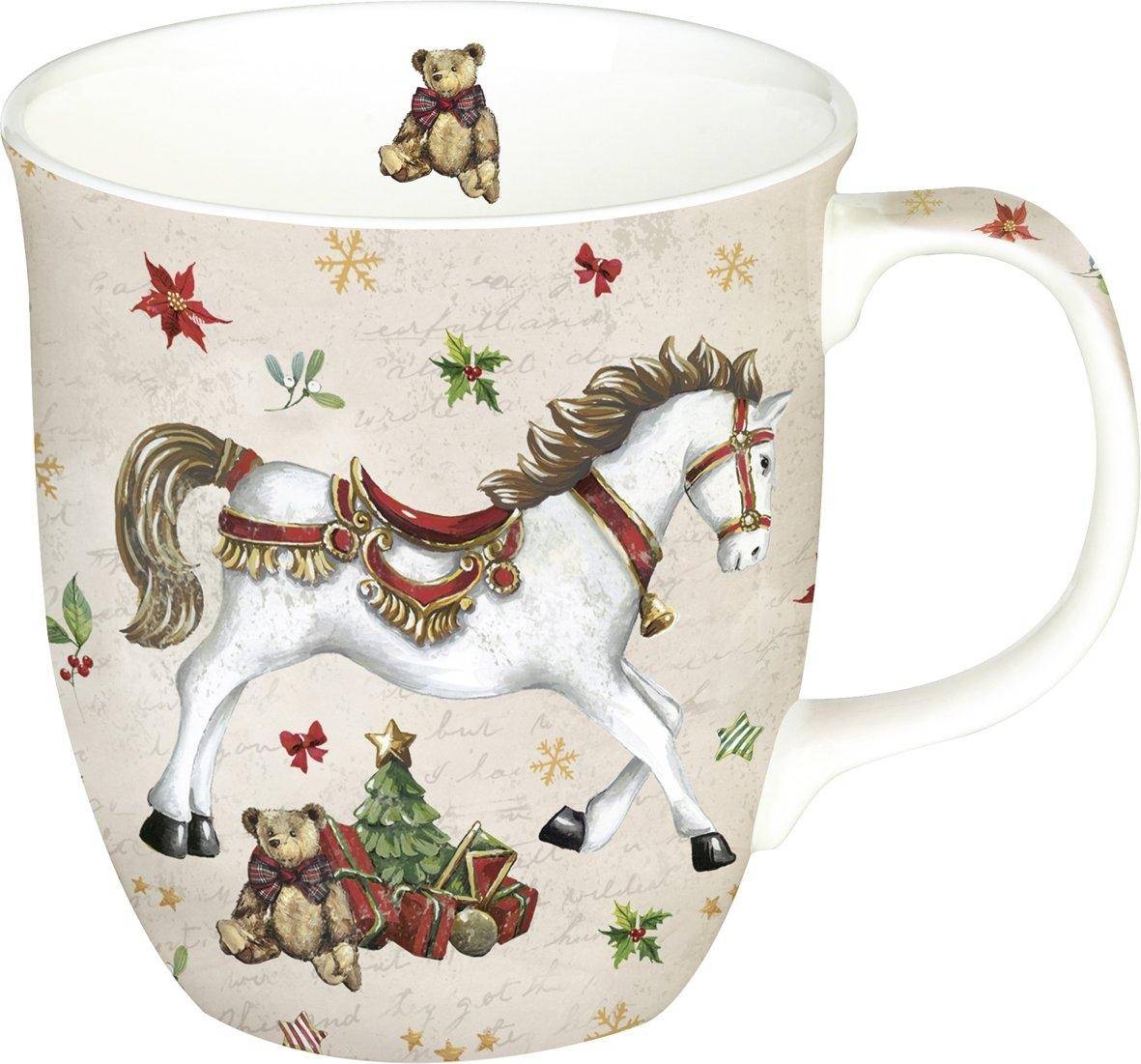 Ihr Bone China Becher Festive Horse Cream