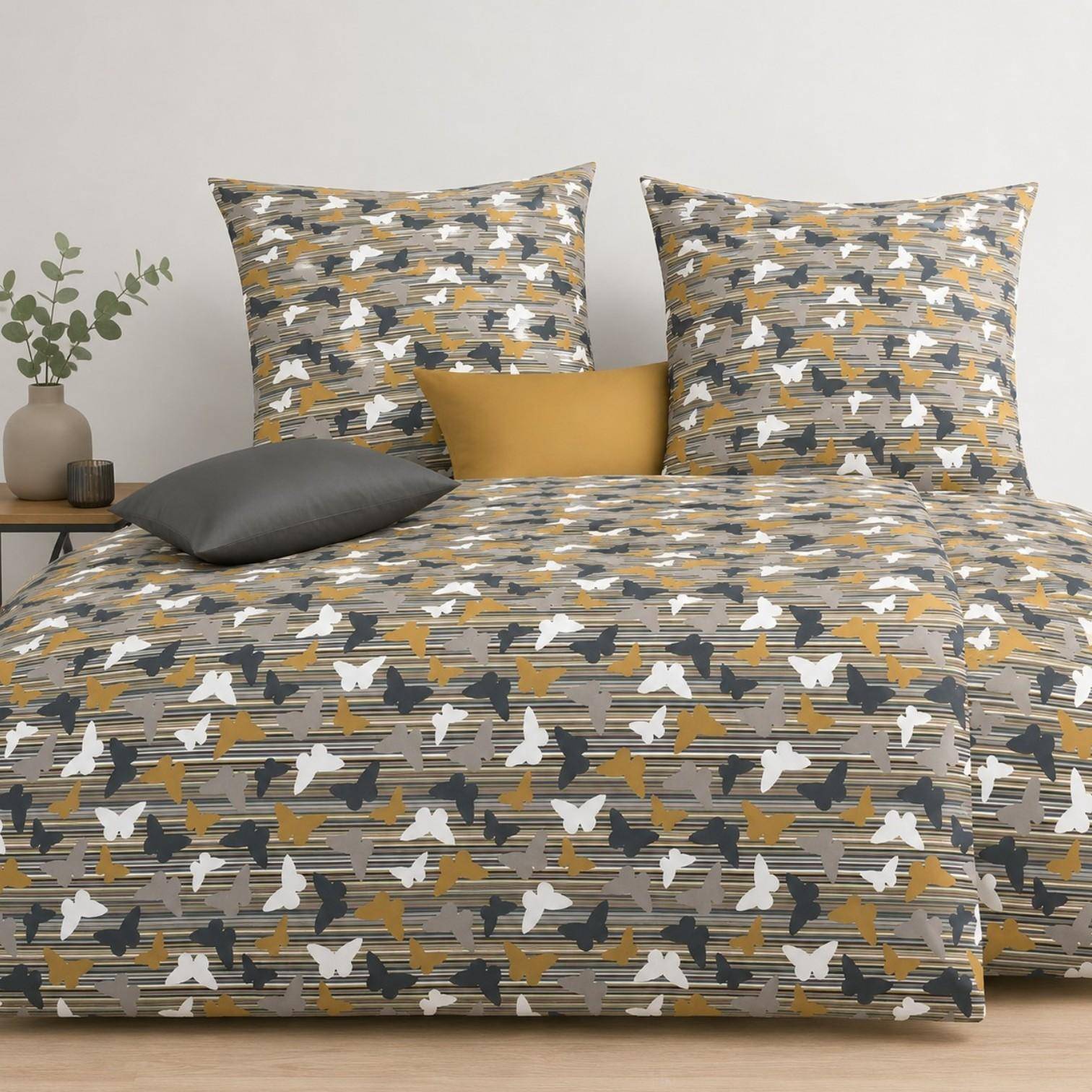 Yes Mako Satin Bettwäsche Nadia Kamel-Grau 135 x 200 cm