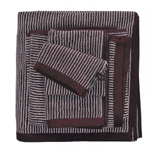 MARC O'POLO Timeless Tone Stripe Aubergine/Lavender Mist Gästetuch 30 x 50 cm
