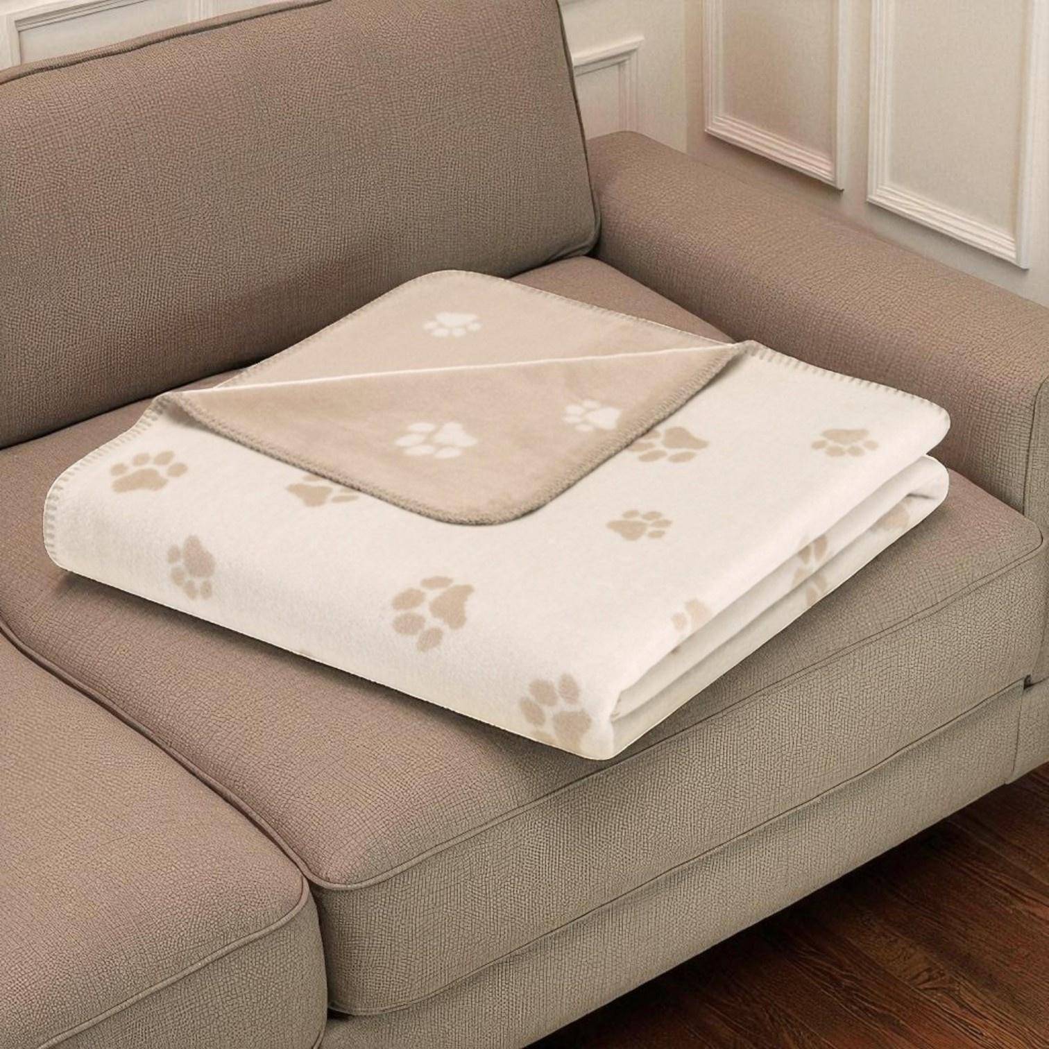 Cawö Wohndecke WE LOVE DOGS Pfötchen 62470 Natur/Beige 150 x 200 cm