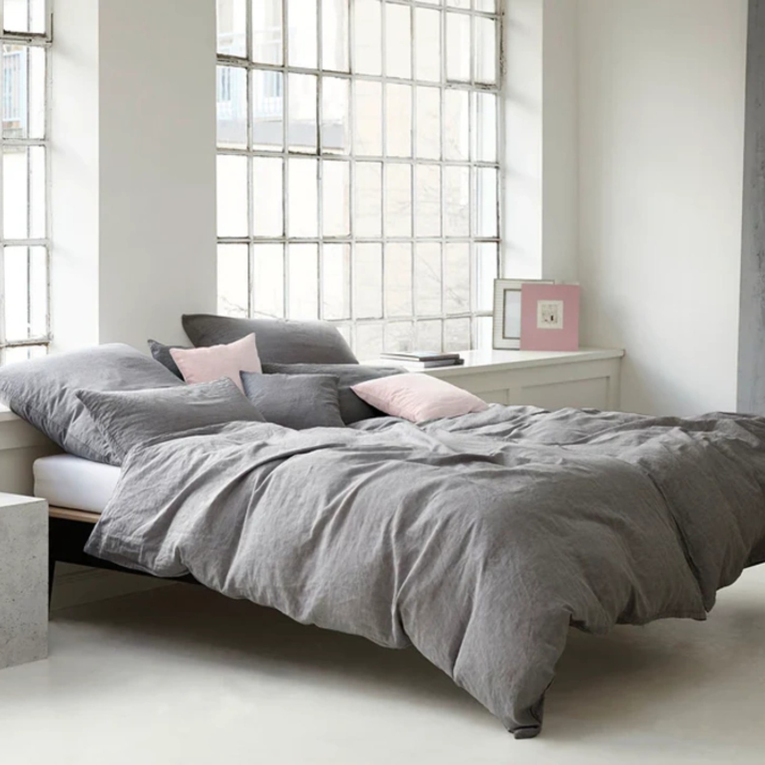 Elegante Halbleinen Bettwäsche Breezee Dark Grey 155 x 220 cm
