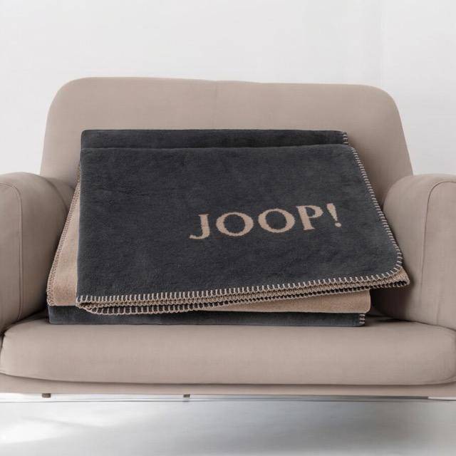 JOOP! Wohndecke Uni-Doubleface Anthrazit - Karamell 150 x 200 cm
