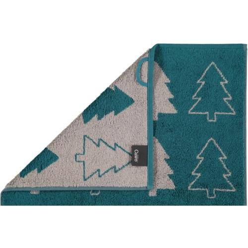 Cawö Frottiertuchserie Christmas Edition 958 Tannenbäume Smaragd Seiftuch 30 x 30 cm (3er Set)