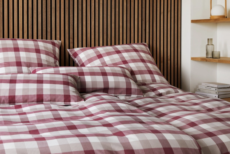 Elegante Flanell Bettwäsche Watson Weinrot 135 x 200 cm