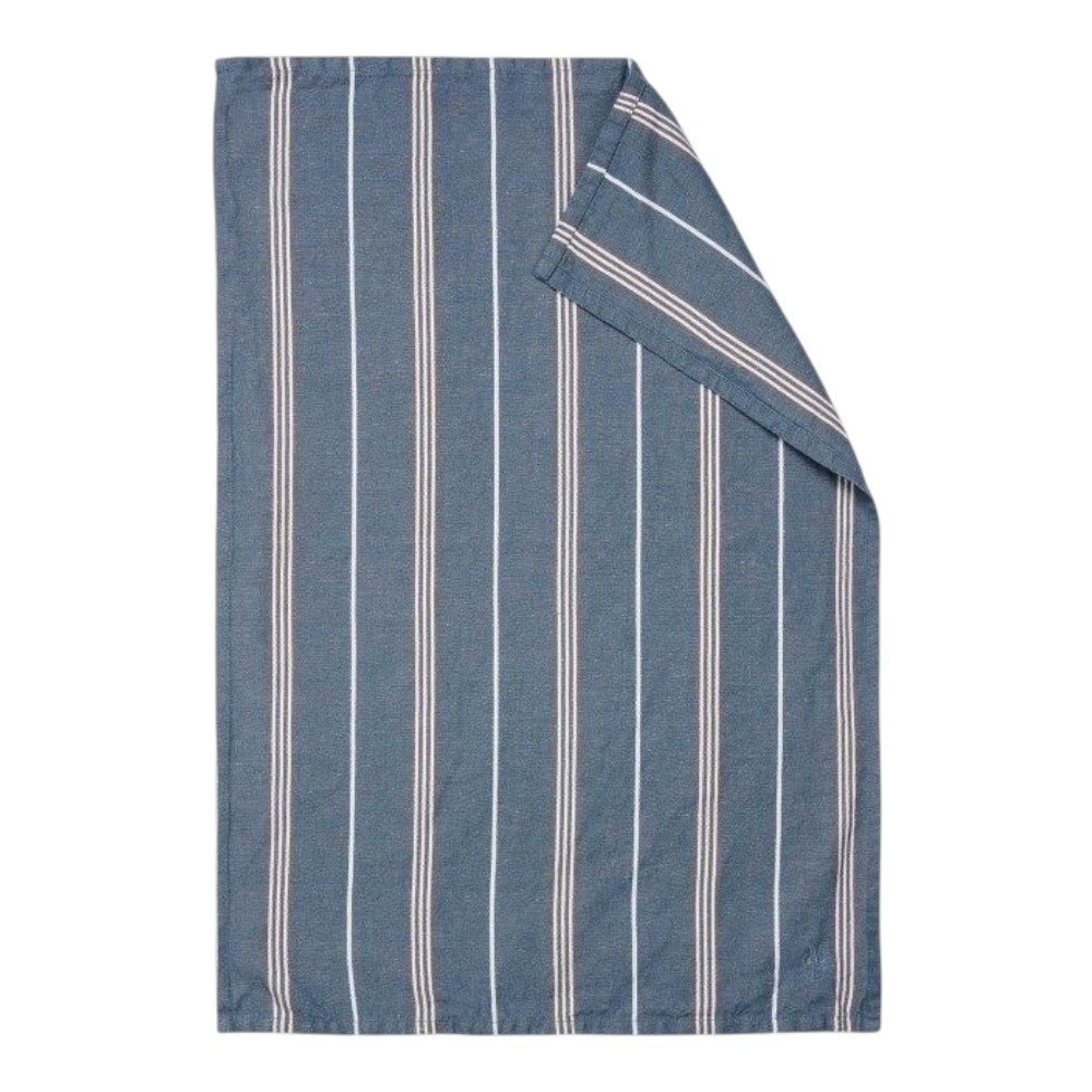 Marc O'Polo Geschirrtuch Jona Smoke Blue aus Bio-Baumwolle und Leinen mit modernem Streifendesign