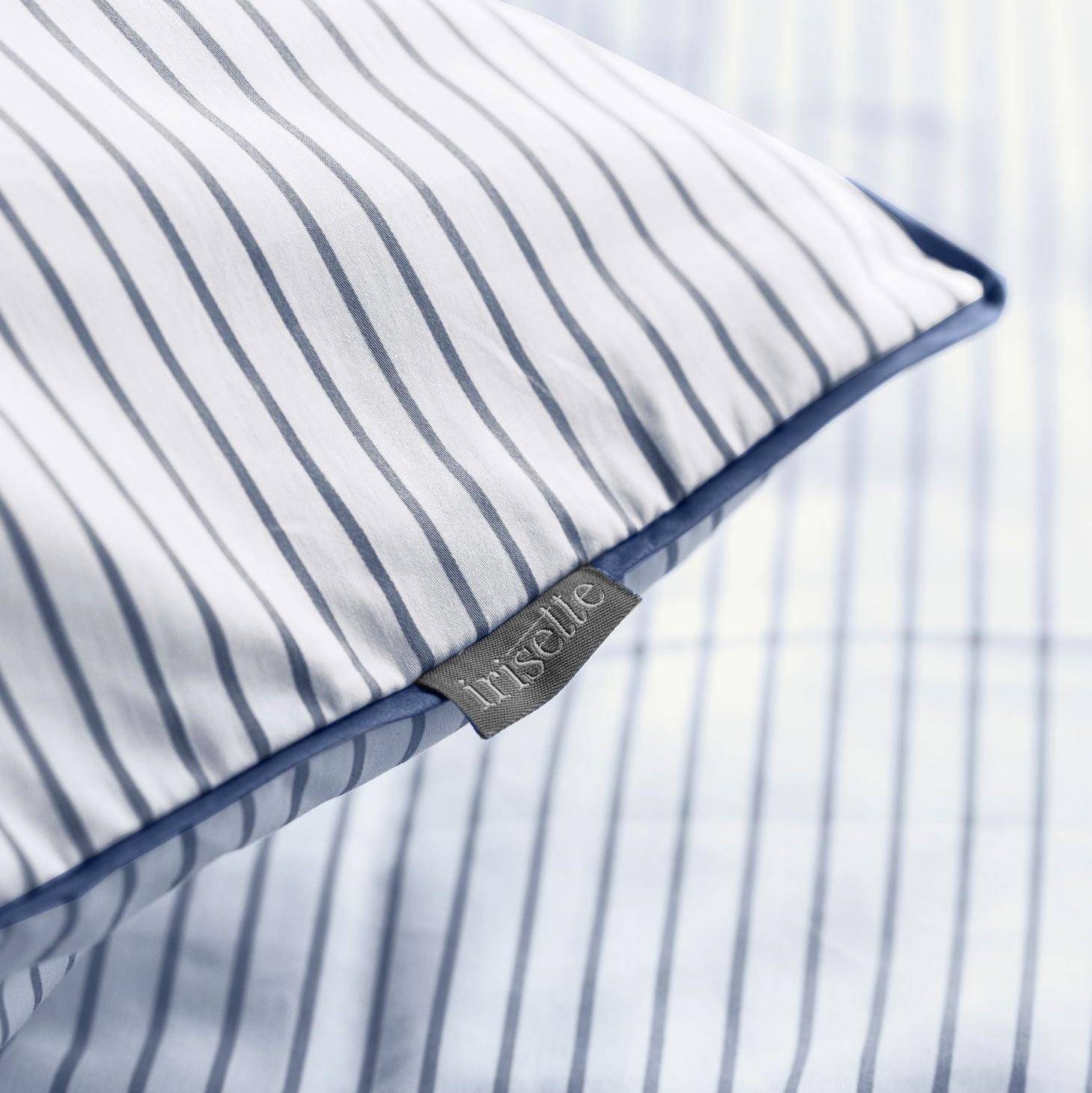 Mako-Satin Bettwäsche Irisette Tokio blau gestreift feine Stoffstruktur