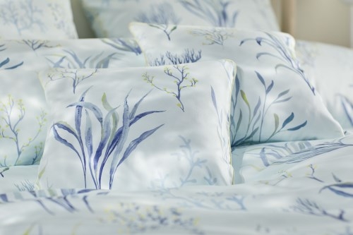 Elegante Baumwollsatin Kissenhülle zur Bettwäsche Reef Aquagrün 40 x 80 cm