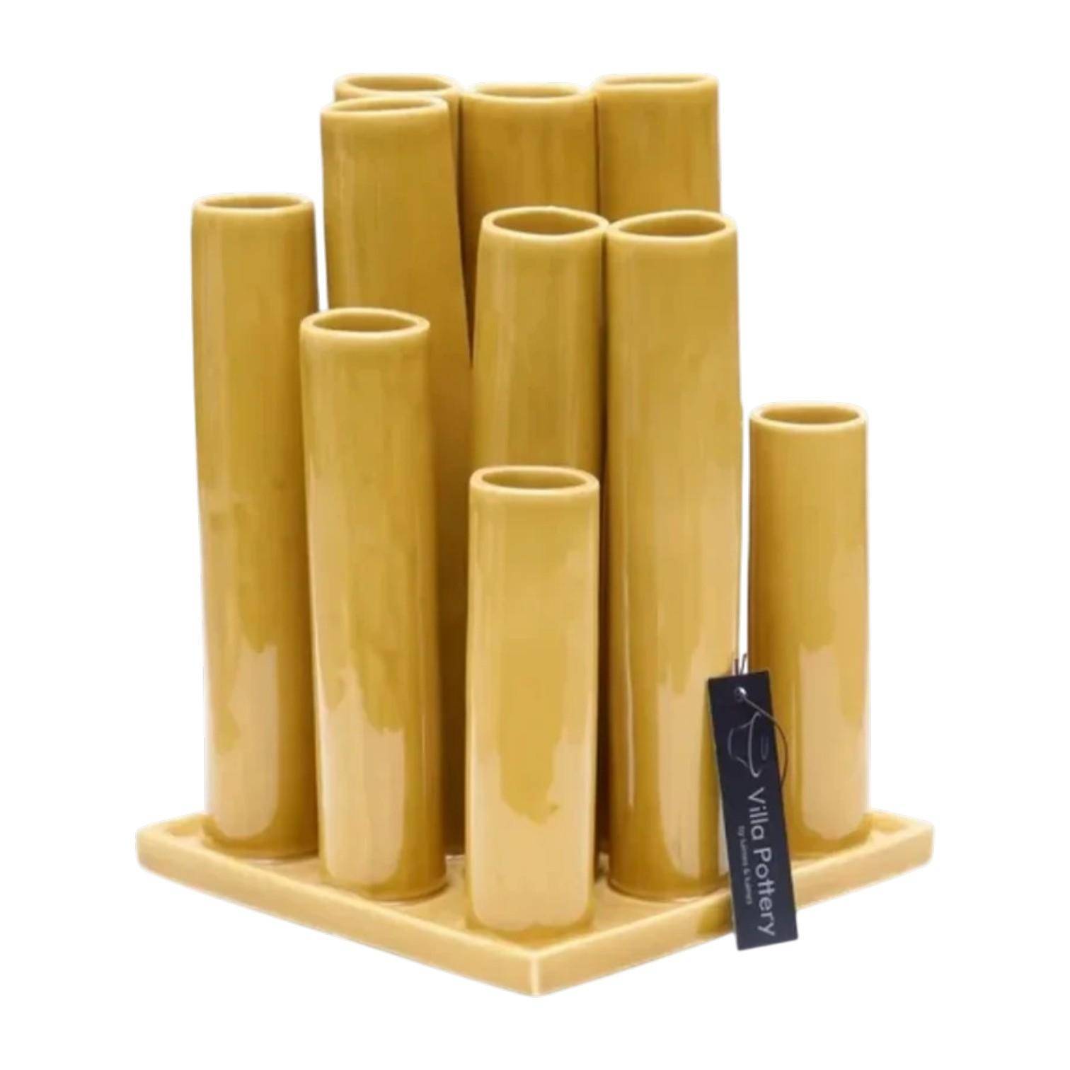 Luimes Vase in Curry mit glatter Oberfläche, organischem Design, ca. 25 cm  