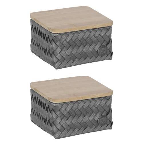 Handed By Aufbewahrungskorb Fit Tiny mit Bambusdeckel Fb. Dark Grey