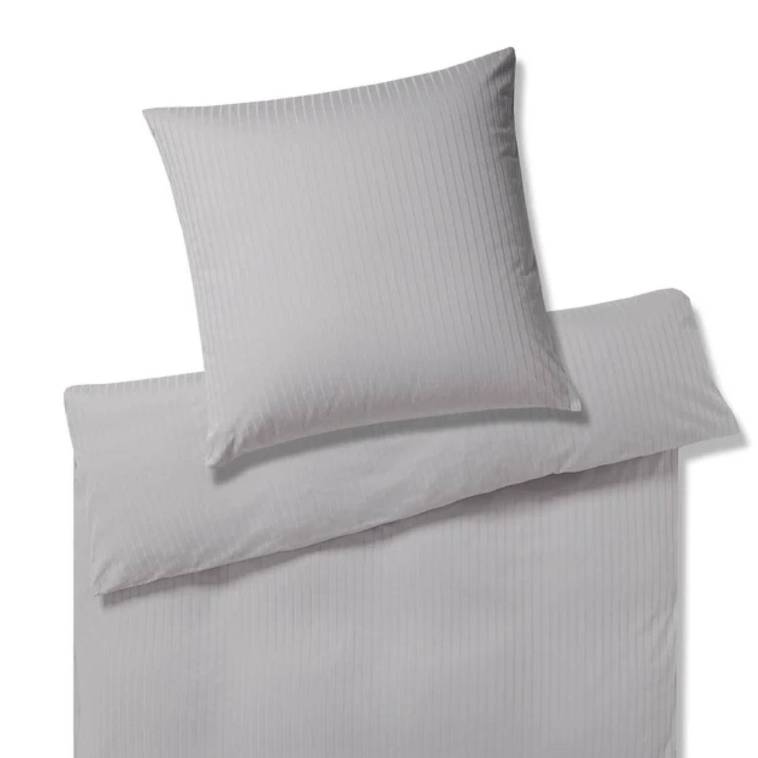 Elegante Jersey Bettwäsche Solid Stripe Greige 135 x 200 cm