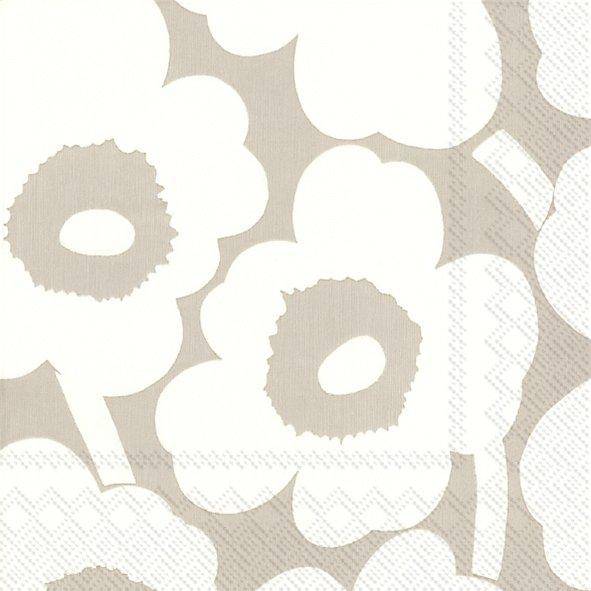 ihr Cocktail Servietten Marimekko Unikko Linen Cream 25 x 25 cm
