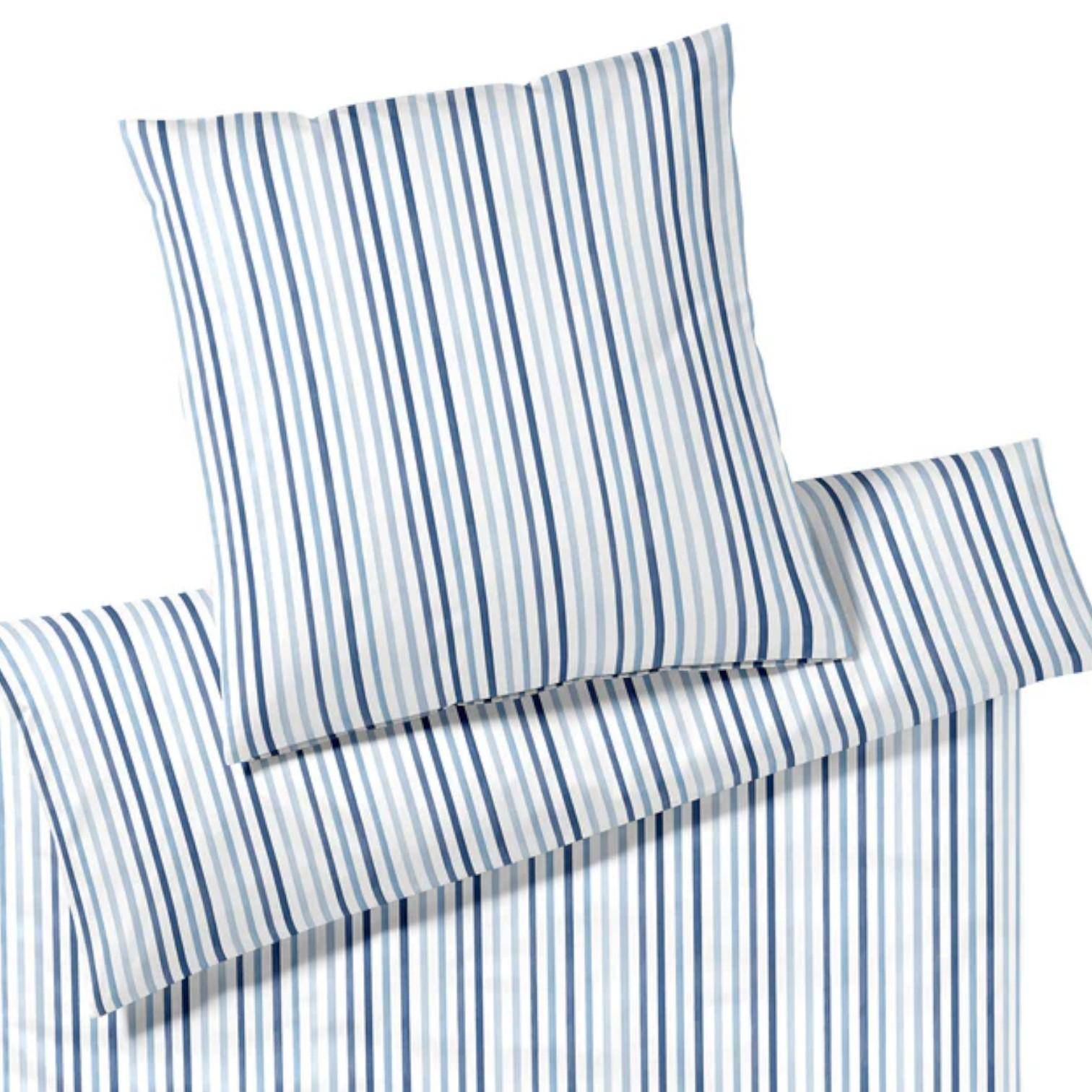 Elegante Jersey Bettwäsche Waterstripe Blau 155 x 220 cm