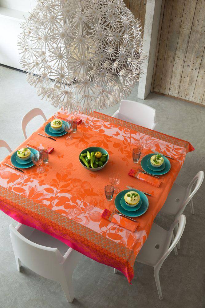 Le Jacquard Francais Jardin de Paradis Abricot 175 x 300 cm  - beschichtet