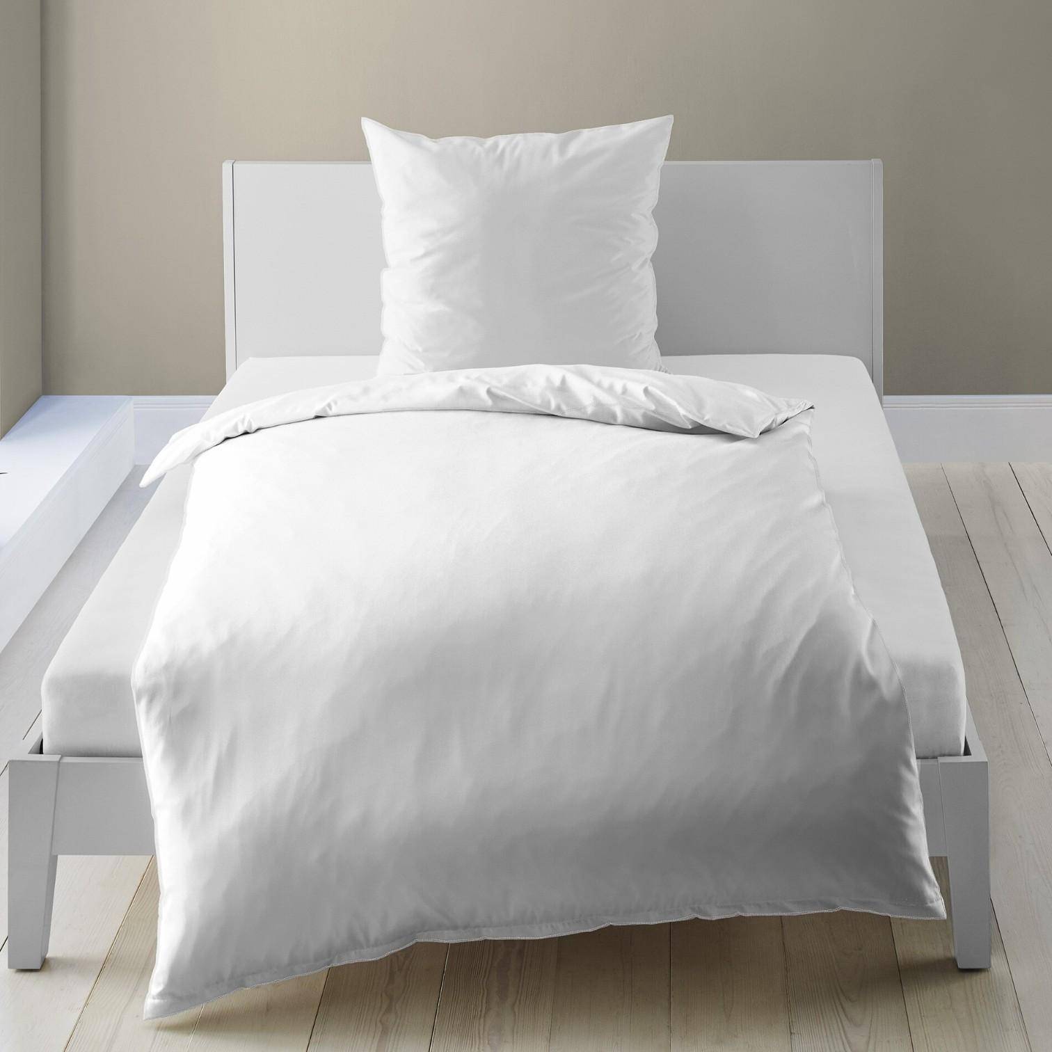 Bierbaum Wohnen Renforcé Bettwäsche Weiß Detail Bettbezug mit Reißverschluss 100% Baumwolle